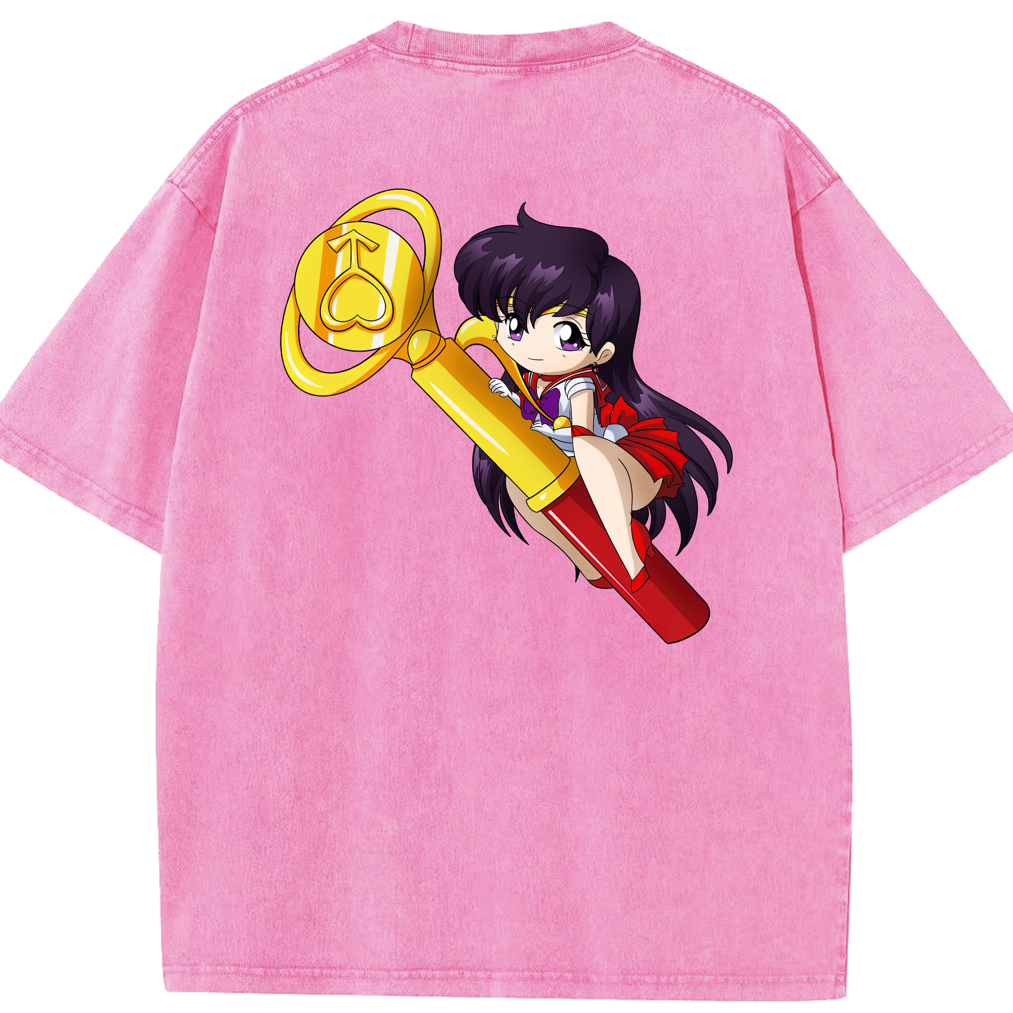 （画像用） 美少女戦士セーラームーン 火野レイ ひの レイ Sailor Moon Hino Rei （セーラーマーズ,Sailor Mars） 綿100% ヴィンテージ風 半袖Tシャツ（背面プリント）